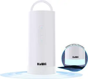 KuWFi C290 4G+/Cat6 Portable Router with 5-Color Camping Light, 10000mAh Battery, Solar & Type-C Charging for Outdoor WiFi & Night Lighting