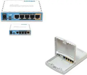 Mikrotik RB750P-PBr2 PowerBox outdoor 5 Ethernet port router with PoE (1-UNIT) + RB951Ui-2nD hAP wireless access point PoE (4-UNITS)