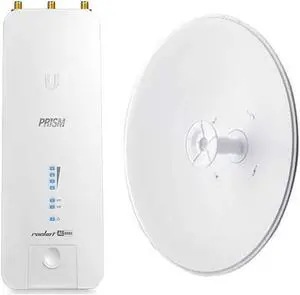 Rocket Prism AC RP-5AC-Gen2-US 5GHz BaseStation 802.11ac with RocketDish RD-5G30-LW 30dBi 2X2 MIMO Lightweight Point-to-Point airMAX Bridge