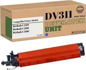 Compatible High Yield Developer Unit Replacement for Konica Minolta DV-311 DV311 for Use in Bizhub C220 C280 C360 Printer (1-Pack Cyan)