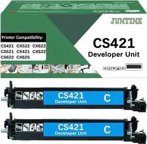 CS421 Developer Unit Replacement for Lexmark CS421 Developer Unit Compatible with Lexmark CS421 CX522 CX622 CS521 CX421 CX522 CS622 CX625 Printers(2-Pack) (Cyan)