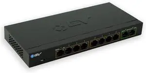 BV-Tech 8-Port PoE+ Gigabit Switch with 2 Gigabit Uplinks, 96W Total Power, NDAA Compliant, 802.3af/at, 30W per Port