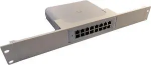 19-Inch 1.5U Network Rack Mount for Ubiquiti USW-Lite-16-POE Switch, Open Design, Rack Ear Mount (Black)