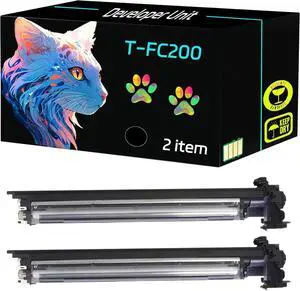 High Yield T-FC200 Developer Unit Compatible for Toshiba E Studio 2000AC 2500AC Printers, Print Clearly (2 Pack Black)