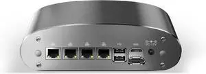 Fanless Mini PC N100 Micro Firewall Appliance, 4* 2.5G LAN 8GB RAM 256GB SSD (4C/4T, 3.4GHz), 100% Silent Industrial Desktop Computer with 4K Dual Display/6x USB/2x COM, Home Network Pfsense Router