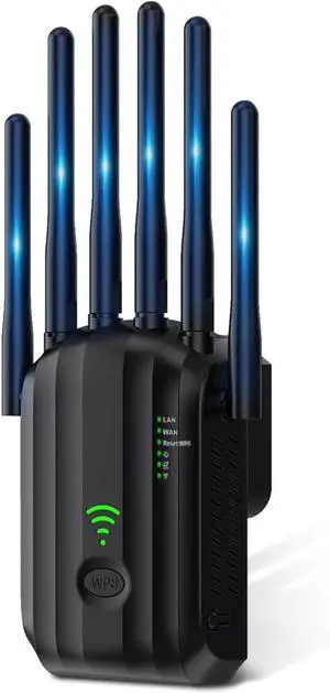 WiFi Extender Signal Booster with 6 Antennas, WiFi Repeater Up to 10000 Sq.ft, WiFi Extender with Ethernet Port, Compatible with More Devices, Internet Extender WiFi Booster for Home