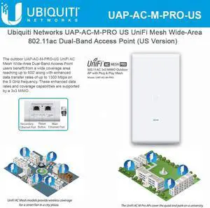 Unifi Mesh Ac Pro Uap-Ac-M-Pro-Us 802.11Ac 3X3 Mimo Outdoor Wi-Fi Access Point Wide-Area Dual-Band Ap