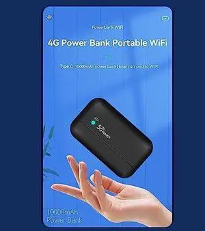4G Network Router with SIM Card Slot, 10000mAh Battery Portable Router Power Bank, Unlocked 5G Hotspot 300Mbps Router, 802.11g / b/n, 100 x 60 x 32mm