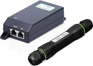 Outdoor Gigabit Ethernet Extender, 450ft/140M, 10/100/1000Mbps, IP67 Waterproof, UV Resistant, Direct-Burial, Data Extension Only, Power Injector Included