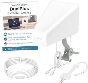 Waveform DualPlus: 2x2 MIMO Directional Log Periodic Antenna | External Antenna for 4G/5G Routers & Gateways | for T-Mobile Home Internet, Verizon, AT&T | 20 SMA Cables, Window Entry, Pole Mount