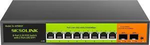 10-Port 2.5Gb Unmanaged PoE+ Switch with 8*2.5G Base-T PoE+ Ports, 2*10G SFP+ , IEEE802.3af/at, 80Gbps Switching Capacity, Metal, 2.5Gbe PoE Switch for NAS/PC, Security Camera, AP