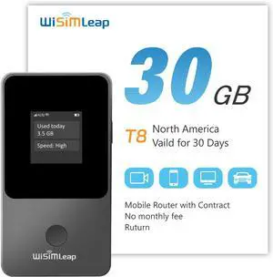 Global Travel Mobile Hotspot Device 4G Pocket Router No Roaming fee Built-in SIM Card No Need Physical Card No Contract 150 Countries Travel Portable WiFi Hotspot 30GB for North America
