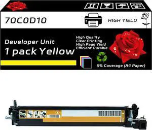 70C0D10 70C0D20 70C0D30 70C0D40 Developer Unit Compatible with Lexmark CS510de CS510dte CS517de CX510de CX510dhe CX510dthe CX517de Printers, High Yield 30000 Pages, Vibrant Colors (Yellow)