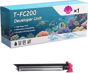 T-FC200 Developer Unit Compatible for Toshiba E Studio 2000AC 2500AC Printers, Capacity 80000 Pages, with Chip, Stable Output (1 Pack Magenta)