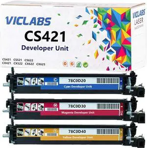 CS421 Developer Unit Replacement for Lexmark CS421 78C0D20 78C0D30 78C0D40 Developer Unit for use in Lexmark CS421 CS521 CS622 CX421 CX522 CX622 CX625 Printers (3-Pack, CMY)