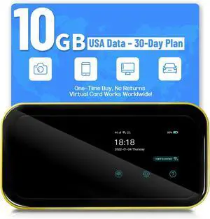 FREEBOT Mobile Hotspot Device 4G LTE Router, Pay As You Go WiFi Router, 150+ Countries Coverage, No Contract No SIM,Portable WiFi for Travel, Connects Up to 10 Devices (10GB 30 Days USA Data)