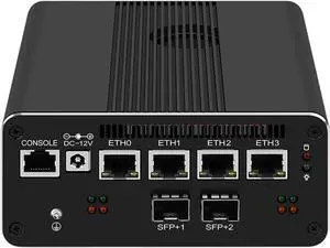 10GbE SFP+ Micro Firewall Appliance Mini PC, Intel Core i5 1240P 12C/16T 16GB DDR5 256GB PCIE SSD 4xIntel I226-V 2.5GbE 2*Intel 10Gb Network Card Firewall Home Server/Router 1xConsole