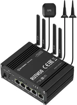 Teltonika RUTM50 Cellular 5G Router  Speeds Up to 3.4 Gbps, Dual SIM with Auto-Failover, 4G LTE Cat 19 Backward Compatibility, Auto APN  Compatible with USA & Canada Carriers