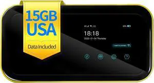 FREEBOT 4G LTE Mobile Hotspot Router with Prepaid 15GB USA Data 30 Days, Portable WiFi for Travel in 150+ Countries, Local and International Router, Multi-Carrier Access No Contract or SIM Card Needed