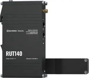 Teltonika RUT140000000 Model RUT140 Industrial Ethernet Router; 2 x 10/100 Mbps Ethernet Ports; Remote Management; Integrated DIN Rail Bracket; Wi-Fi 4; Up to 50 Simultaneous Connections