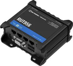 Teltonika RUT956A00A00 Model RUT956 Industrial Cellular Router; for use with North American Carriers Only; 4G LTE (Cat 4), 3G, and 2G Connectivity; Dual SIM; Multiple Interfaces; GNSS