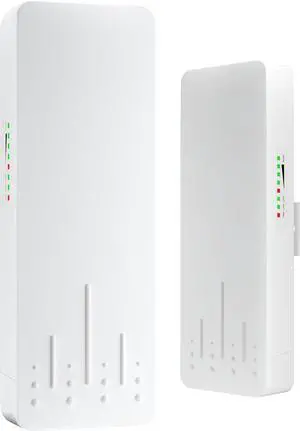 Wireless Bridge with Two 100Mbps LAN Port, 3KM 5.8G Point to Point/Multipoint Outdoor CPE, 14dBi High Gain Antenna WiFi Bridge for Network Expansion, PoE Adapter, IP65 Waterproof, 2 Pack