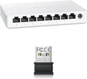 BrosTrend 8 Port 2.5G Network Switch, Unmanaged Ethernet Switch Multi-Gigabit + AX300 Nano USB WiFi 6 Adapter, USB WiFi Adapter for Desktop PC Laptop