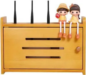 Router Shelf Wall Mount WiFi Router Storage Box, Network Set Top Box Wall Mounted Router Storage Box Plug Row Hub Board Finishing Desktop Storage Shelf (Color : Nutural-c, Size : 40x25x10cm)