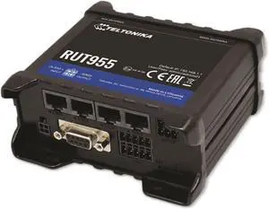 Teltonika W03660 Model RUT955 4G/LTE Router, Dual Sim, Global Navigation Satellite System, Compatible with Teltonika Remote Management System; For use with AT&T, Verizon, and T-mobile
