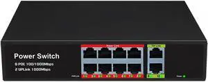 Full Gigabit POE Network Ethernet Switch Unmanaged Hub Power Supply Ethernet 1000Mbps for IP Camera Wireless AP (1000M 8-Port-Switch)