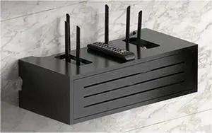 Router Shelf Wall Mount WiFi Router Storage Box, Router Storage Box,WiFi Network Set-top Box Hider Decorative for Home | Socket Shielding Wire Finishing Wire Box Floating Shelf,TV Lower Row Socket Occ