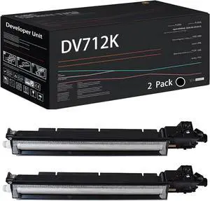 DV712K Developer Unit Compatible for Konica Minolta bizhub C659 bizhub C759 Printers, with Chip, High Yield 120000 Pages, High-Definition Printing (2-Pack Black)