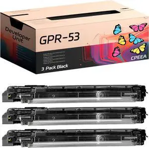 Compatible for Canon GPR-53 Developer Unit Work for Canon imageRUNNER Advance DX C3730i DX C3826i DX C3830i DX C3835i Printers, with Chip, High Yield 240000 Pages, Clear Printing (3 Pack Black)