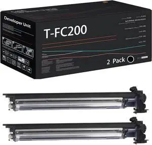 T-FC200 Developer Unit Compatible for Toshiba E Studio 2000AC 2500AC Printers, with Chip, High Yield 80000 Pages, High-Definition Printing (2 Pack Black)