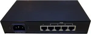 EZ-IP 4 Port POE Network Switch unmanaged 802.3af 5 Port Total 10/100 ethernet RJ45 for IP Cameras and Phone Systems 15.4w Each Port 65W Total