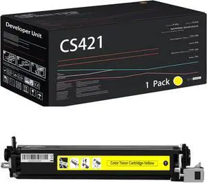 CS421 Developer Unit Compatible for Lexmark CS421 CS521 CS622 CX421 CX522 CX622 CX625 Printers, with Chip, High Yield 12500 Pages, High-Definition Printing (Yellow)