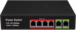 Full Gigabit POE Network Ethernet Switch Unmanaged Hub Power Supply Ethernet 1000Mbps for IP Camera Wireless AP (1000M 4-Port-Switch)
