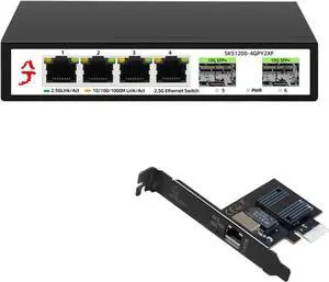4 Port 2.5G Unmanaged Ethernet Switch with Intel I226-V 2.5G Network Card, 2.5 Gigabit Network Switch, Ethernet Hub, Plug & Play, Metal Housing, Desktop/Wall-Mount