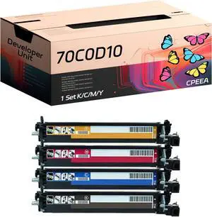 Compatible for Lexmark 70C0D10 70C0D20 70C0D30 70C0D40 Developer Unit Work for Lexmark CS510de CS510dte CS517de CX510de CX510dhe CX510dthe Printers, with Chip, High Yield 30000 Pages (Multicolor)
