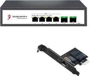 6-Port 2.5G Ethernet PoE+ Switch with Intel I226-V 2.5G Network Card, Unmanaged 2.5Gb PoE Network Switch, Ethernet Hub, Metal Casing, Desktop/Wall-Mount