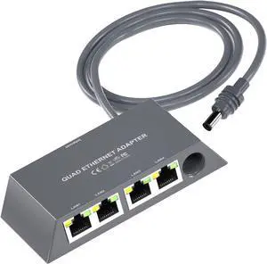 Zunate 1 to 4 Gigabit Ethernet Adapter Hub for Wired Network Access, High Speed Plug and Play LAN Splitter for Multiple Devices, Compatible with Gen 3 Systems