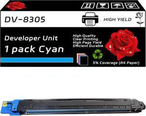DV-8305 Developer Unit Compatible for Kyocera TASKalfa 3050ci 3051ci 3550ci 3551ci Printers, with Chip, High Yield 50000 Pages, Clear Printing (1 Pack Cyan)