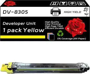 DV-8305 Developer Unit Compatible for Kyocera TASKalfa 3050ci 3051ci 3550ci 3551ci Printers, with Chip, High Yield 50000 Pages, Clear Printing (1 Pack Yellow)