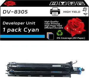 DV-8305 Developer Unit Compatible for Copystar TASKalfa 3050ci 3051ci 3550ci 3551ci Printers, with Chip, High Yield 50000 Pages, Clear Printing (1 Pack Cyan)