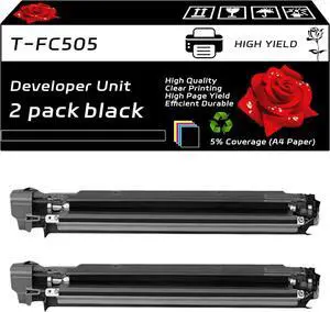T-FC505 Developer Unit Compatible for Toshiba E Studio 2505AC 3005AC 3505AC 4505AC 5005AC Printers, with Chip, High Yield 60000 Pages, Clear Printing (2 Pack Black)