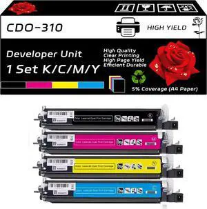 CDO-310 Developer Unit Compatible for Pantum CM7107DN CP2507DN Plus Printers, with Chip, High Yield 225000 Pages, Clear Printing (4-Pack BK/C/M/Y)