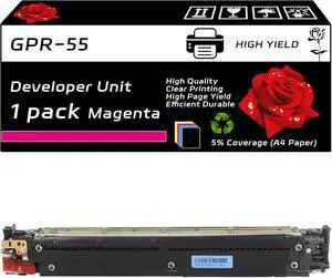 GPR-55 Developer Unit Compatible for Canon imageRUNNER Advance C5550iIII C5560i C5560iII C5560iIII DX6000i DXC5735i DXC5740i DXC5750i Printers, with Chip, High Yield 400000 Pages (Magenta)