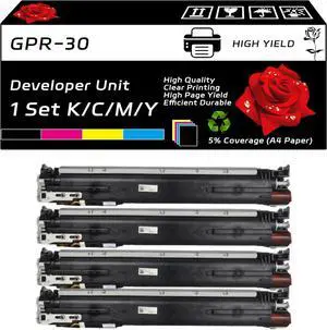 GPR-30 Developer Unit Compatible for Canon imageRUNNER Advance C5030 C5035 C5045 C5051 C5235 C5240 C5250 C5255 Printers, with Chip, High Yield 40000 Pages, Clear Printing (4-Pack BK/C/M/Y)