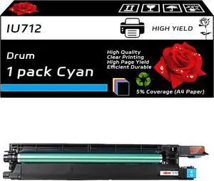IU712 Drum Unit+Developer Unit Compatible for Konica Minolta bizhub C659 bizhub C759 Printers, with Chip, High Yield 120000 Pages, Clear Printing (1 Pack Cyan)