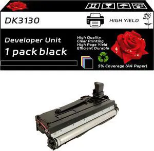 DK3130 Developer Unit Compatible for Kyocera ECOSYS M3550idn M3560idn FS-4100DN FS-4200DN FS-4300DN Printers, with Chip, High Yield 250000 Pages, Clear Printing (1 Pack Black)
